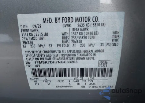 2022 Ford Explorer Xlt z USA, uszkodzony, nr VIN 1FMSK7DH7NGC33203